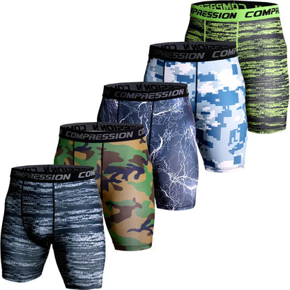 Men's Compression Camo Athletic Tights Shorts: 3D Print Skinny Bottoms