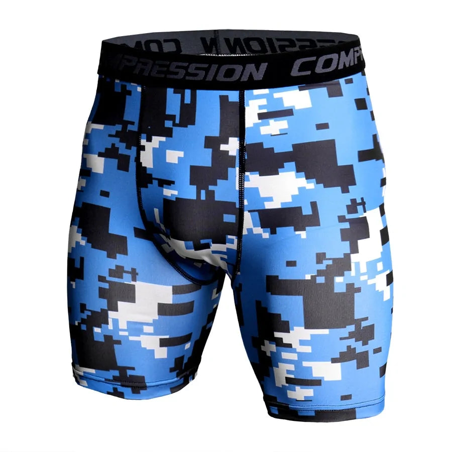 Men's Compression Camo Athletic Tights Shorts: 3D Print Skinny Bottoms